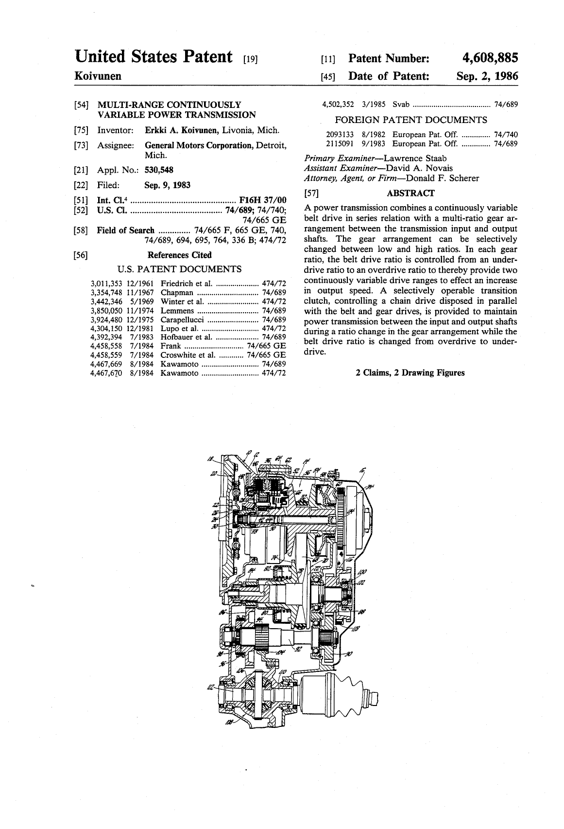 Patent US4608885A Image 1